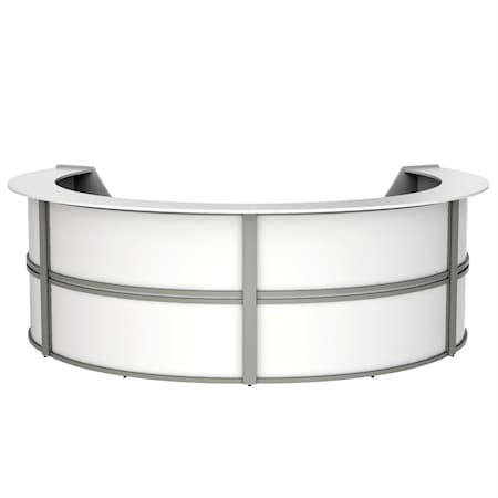 Linea Italia Reception Desk 107 in D X 46 in H, 11.8 ft W X Thermofused Laminate, White ZUS298